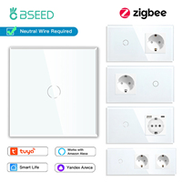 BSEED 1/2/3Gang Zigbee Smart Touch Switches 1/2/3Way With EU Wall Socket Power USB Type-c Ports Tuya Smart Life Alexa Control