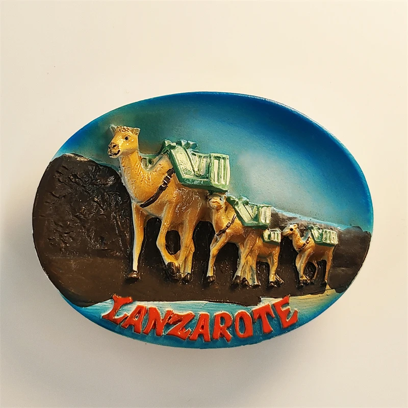 España, Isla de la Lanzarote, Timanfaya, estereoscópico 3D, Manualidades, Recuerdos de turismo, Pintura de resina, Decoración del hogar, Imanes de refrigerador