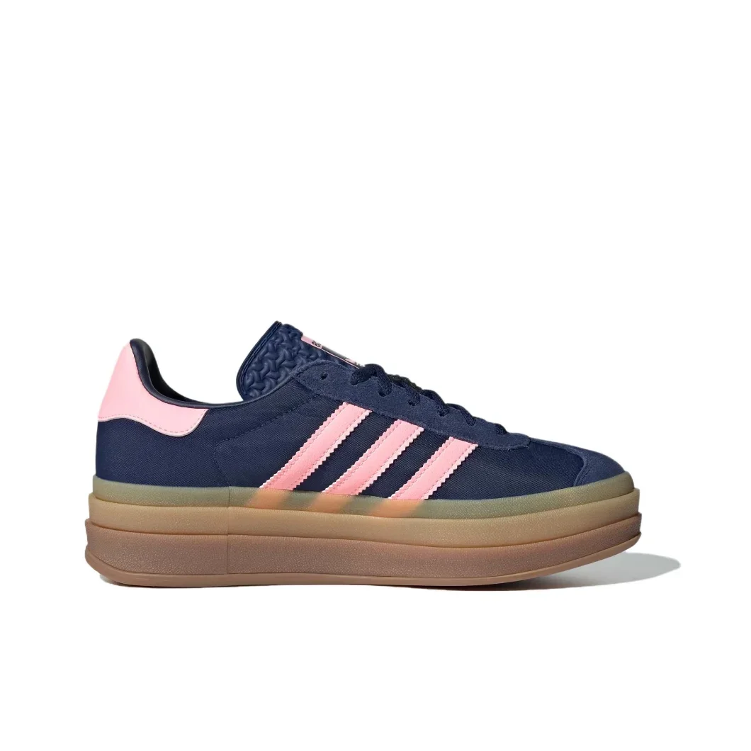 Adidas GAZELLE BOLD Comfortable Versatile Fashion Low Top Board Shoes Women's Casual Shoes Blue and Pink Color Matching