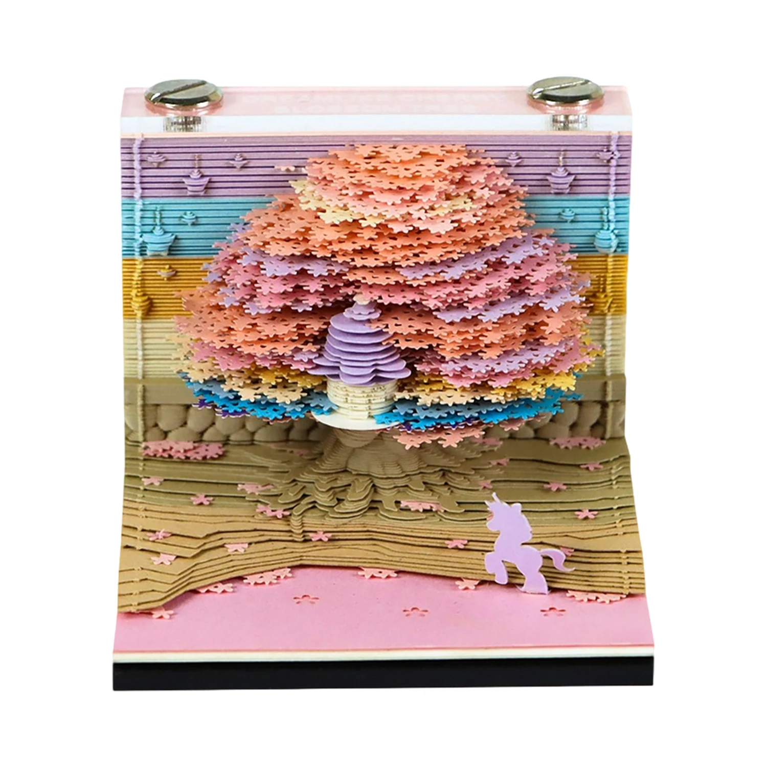 Omoshiroi Block 3D Notepad Rainbow Tree Memo Pad 3D Memo Pad Block Notes Offices Paper Notes Halloween Christmas Birthday Gift