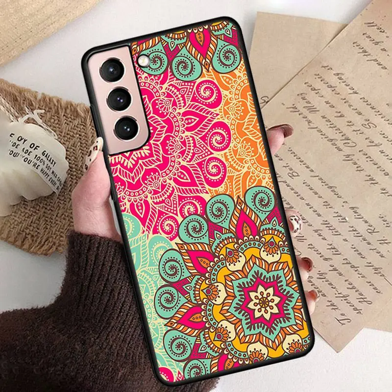 Aztec Line retro mandala flower Phone Cover For samsung galaxy S24 ULTRA S23PLUS S21 S20fe S20ULTRA S21Fe S22PLUS S23ULTRA cases