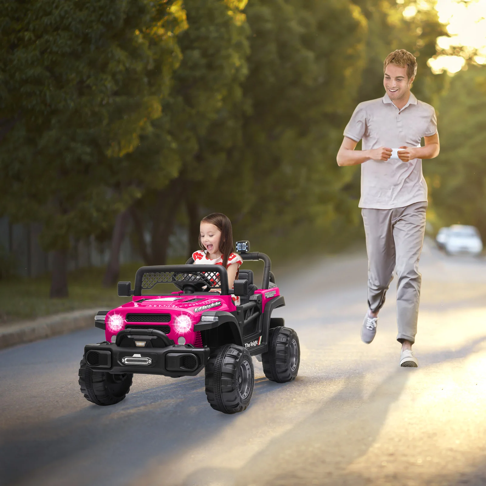 Elektroauto für Kinder fahren mit dem Auto, Kinder Elektroauto Doppel antrieb 12v 4,5 a. h mit 2,4g Fernbedienung Geländewagen rotes Autos pielzeug