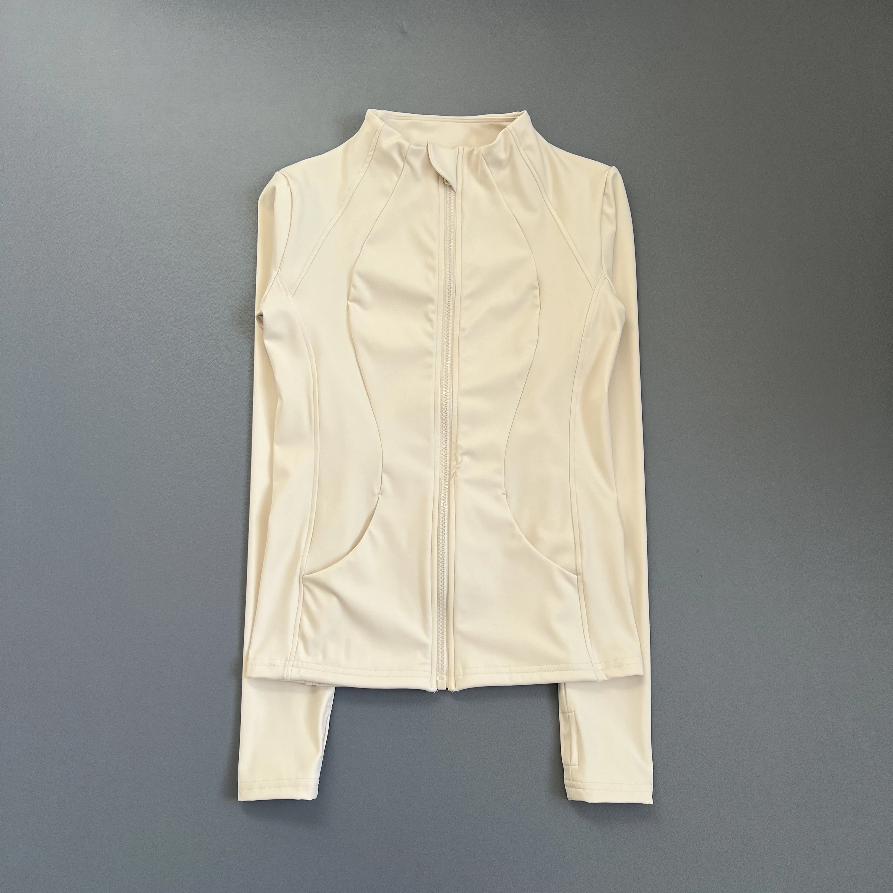 Women's Stand Collar Yoga Top Lady Long Sleeved Sports Jacket Female Lightweight Full Zip Running Coat