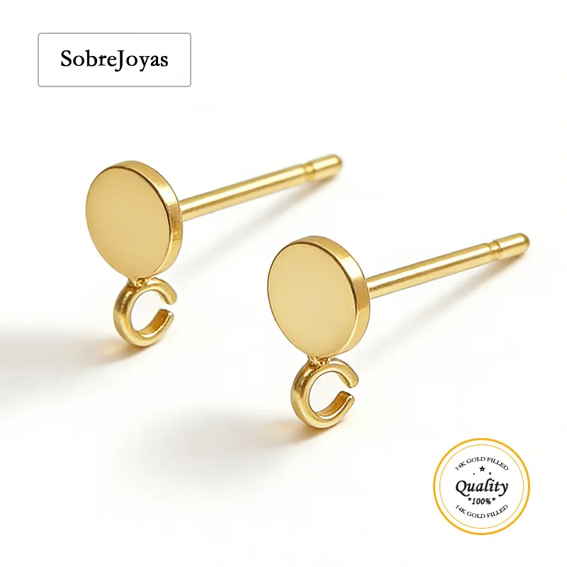 4mm Round Disc Post Earring w / Ring 14K Gold Filled Disc Ear Stud Earrings Jewelry Findings Tarnish Resistant Jewelry Findings