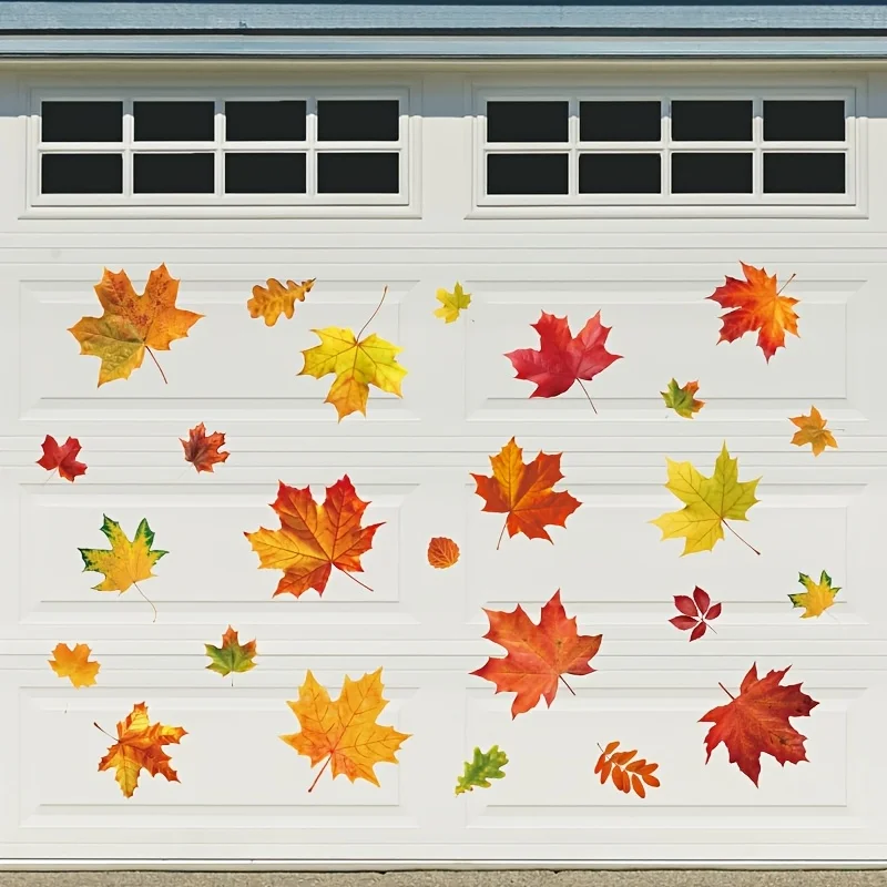 25-Piece Fall Garage Decor Magnetic Stickers Watercolor Maple Leaf Magnetic Stickers, Thanksgiving Home Decor