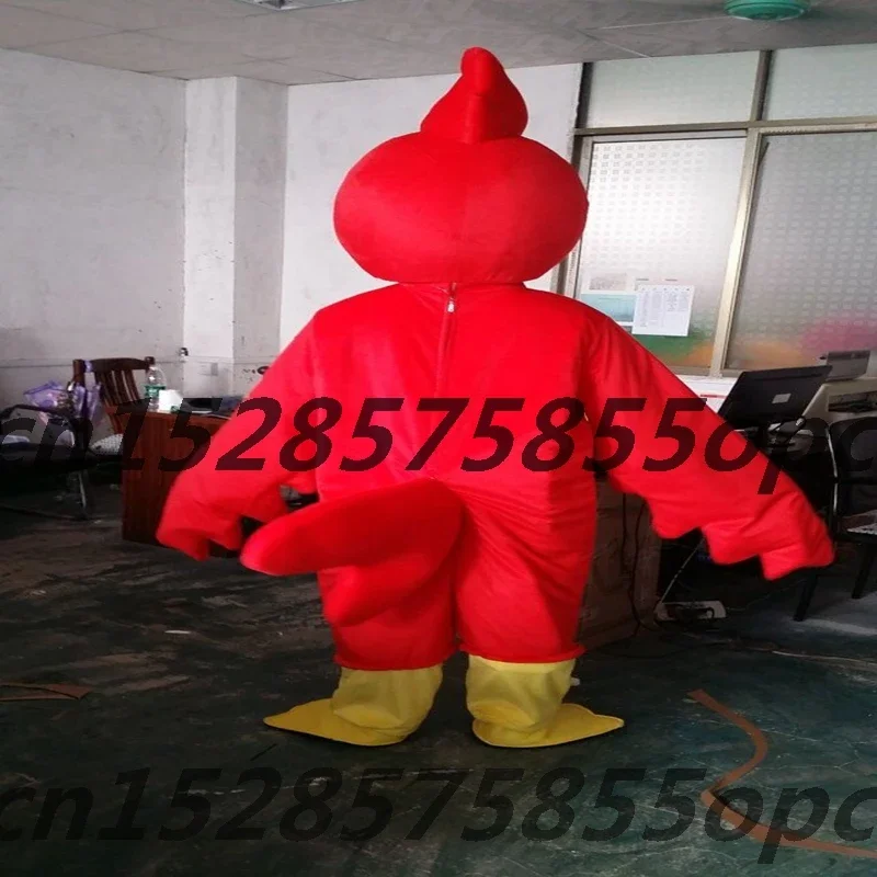 Red Cock Mascot Costume Cartoon Rooster Mascotter Cosplay Costumes for Adults Advertisement Mask Party Birthday Event