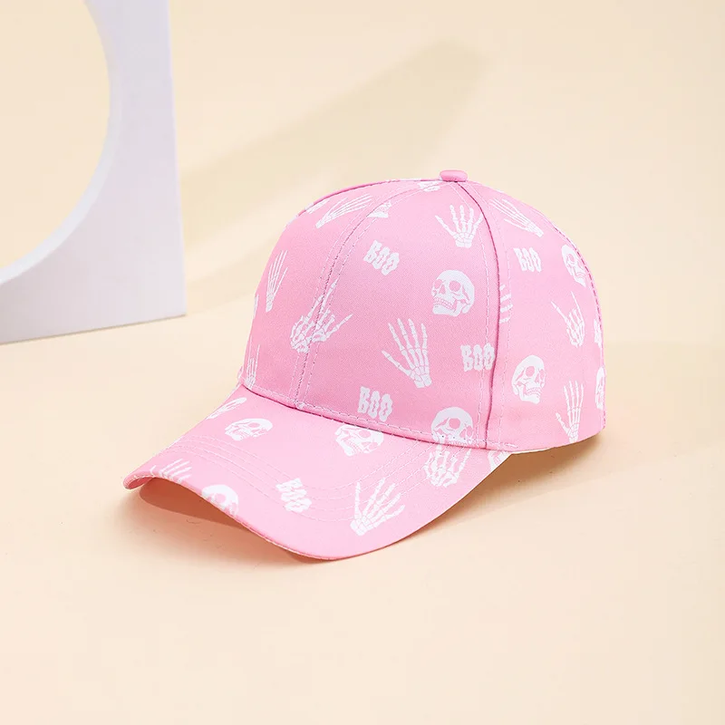 New Skull Digital Print Baseball Cap Halloween Fashionable Personalized Sun Protection Visor Hat Trendy Hat