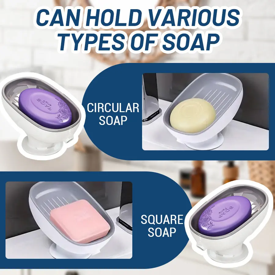 Soap Dish with Drain Spout Sponge Holder, 2-in-1 Bathroom Kitchen Sink Organizer for Soap, Sponges, Scrubbers - Image 3