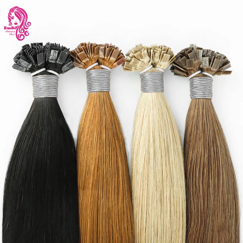 Keratin Flat Tip Double Drawn Brazilian Chocolate Natual Color Human Hair Extensions Virgin Straight Raw Hair With Queratina