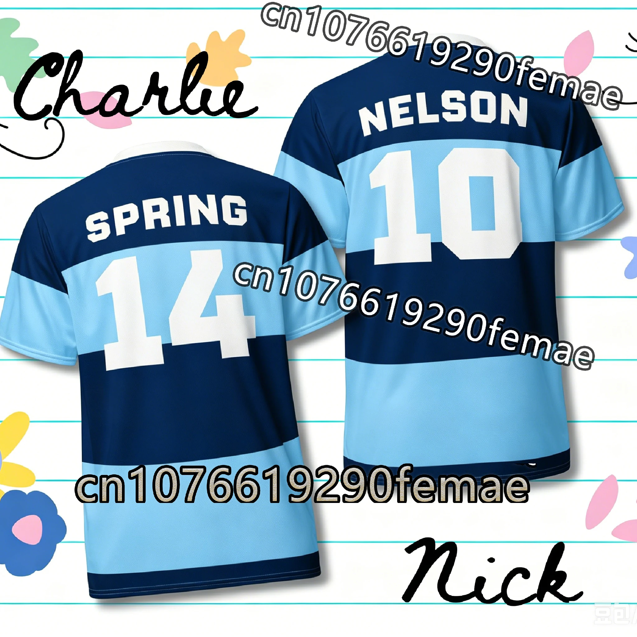 2026 New Heartstopper Forever LGBTQ Men's T-Shirt Nick Nelson Charlie Spring 10#14# Rugby Jersey Truham Grammar School Uniform