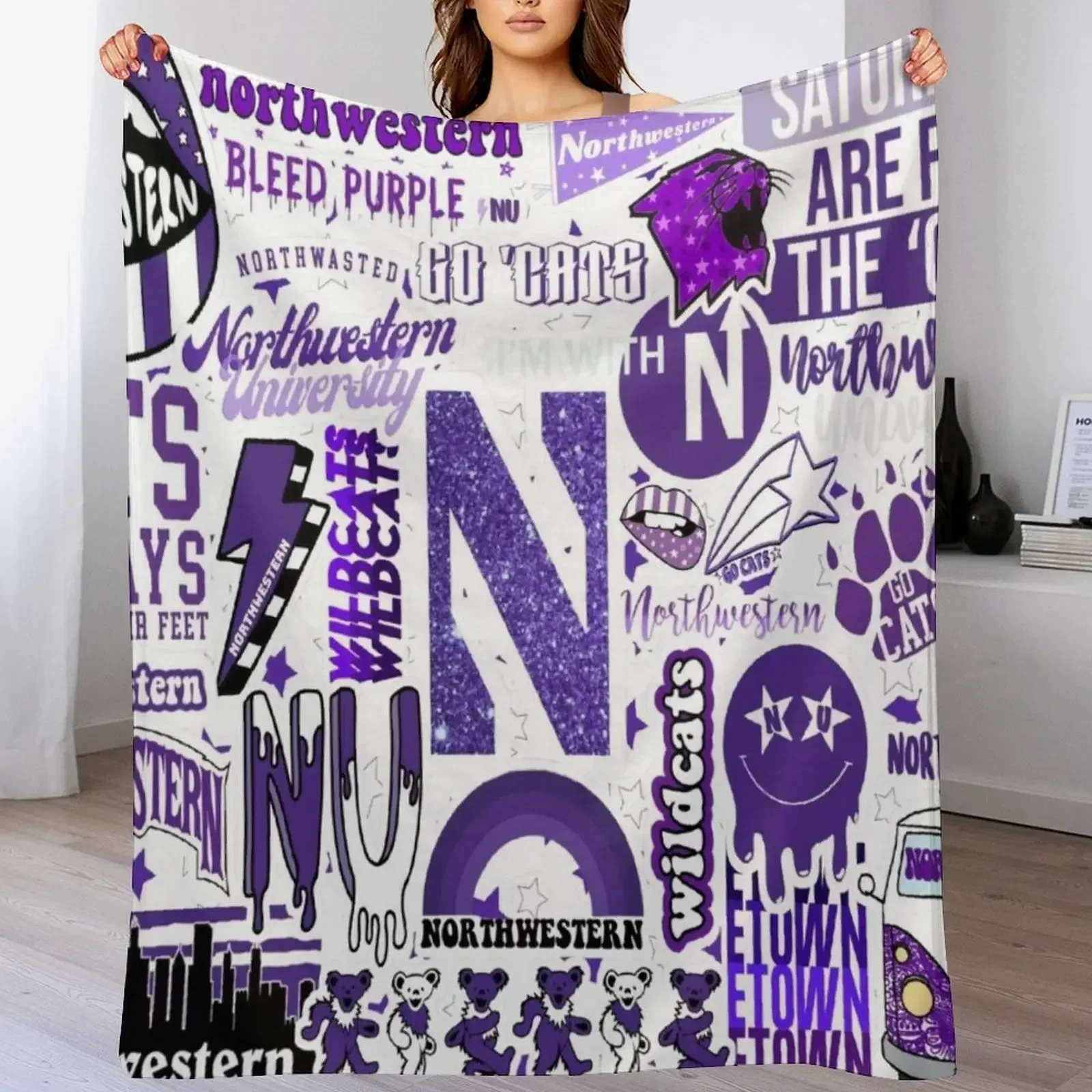 N O R T H W E S T E R N дизайн коллажа Плед Кровать Модное Кровать Теплые Одеяла Детские Роскошные Одеяла