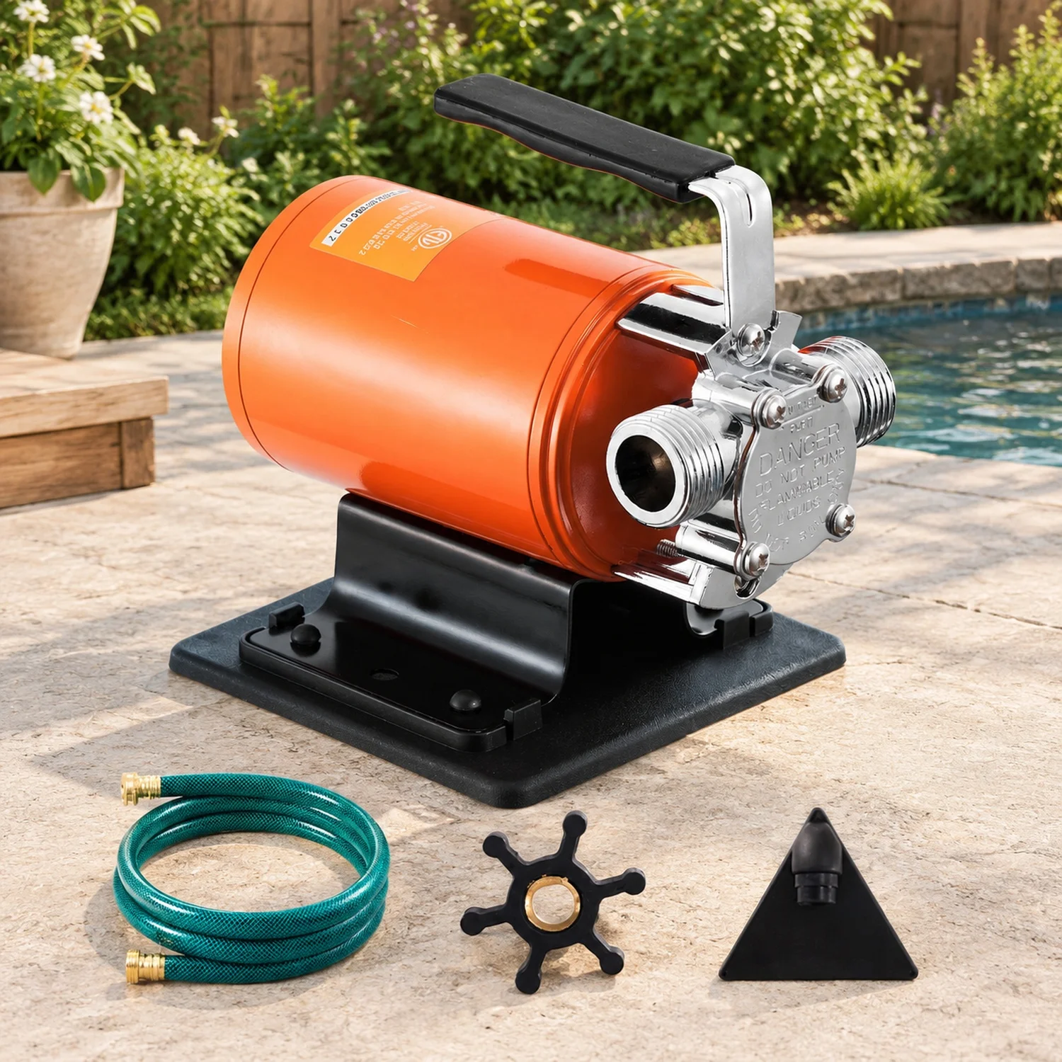 Water Transfer Pump, 12V DC 360 GPH 1/10HP, Portable Electric Utility with 6 ft Suction Hose Kit, Impeller, Strainer, for
