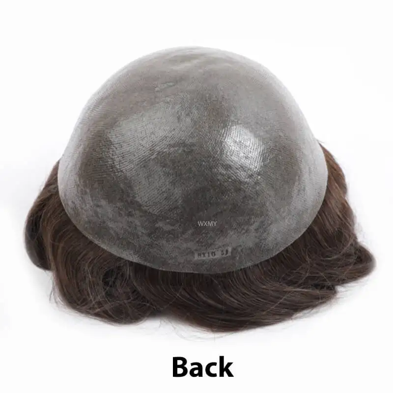 Doppelte Knoten Bio Toupet 0,08mm Haut Basis Mit Spitze Vorne Männliche Haar Prothese Langlebige Natürliche Menschenhaar Perücken Für männer Kapillare