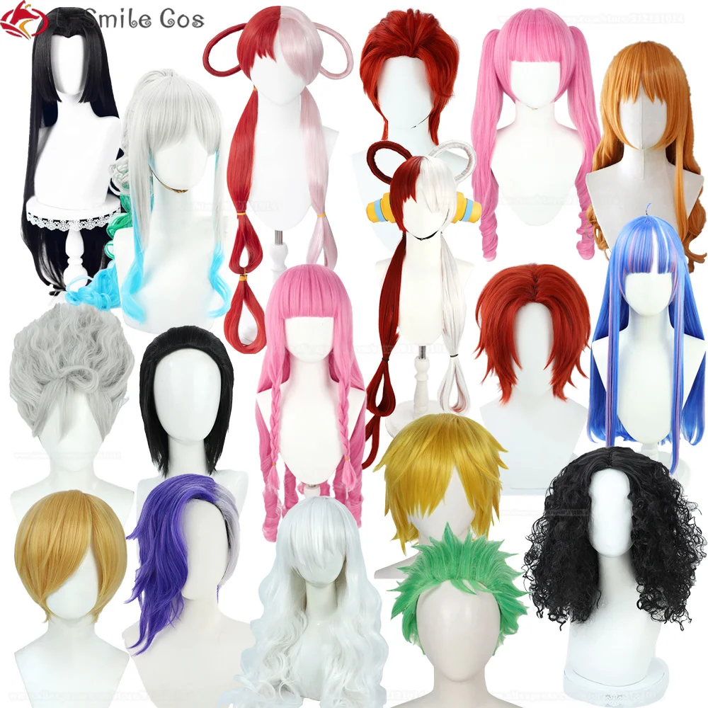 High Quality Anime Uta Nami Yamato Boa Hancock Shanks Perona Sanji Roronoa Zoro Ulti Monkey D. Luffy Usopp Party Wigs + Wig Cap