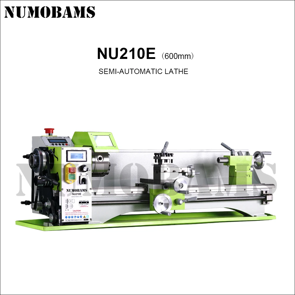 Metal Lathe Machine NU210E-600 1100W Auto Threading Semi-CNC Lathe 600mm Distance 210mm Swing