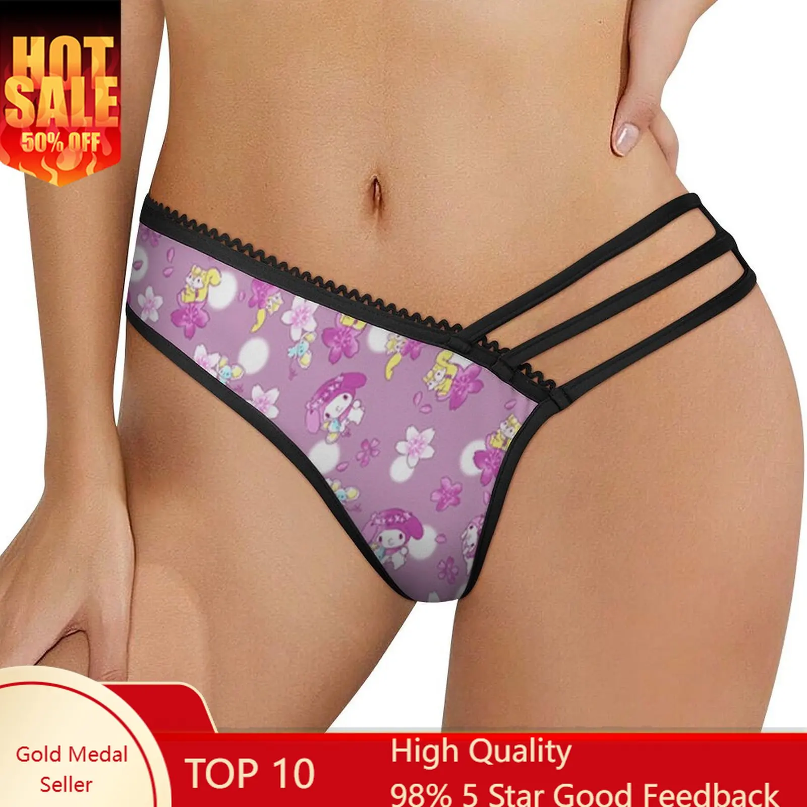 

My Melody Sexy Panties Women Sanrio Lingerie Panty Sheer V-string Cartoon Underwear Breathable Briefs