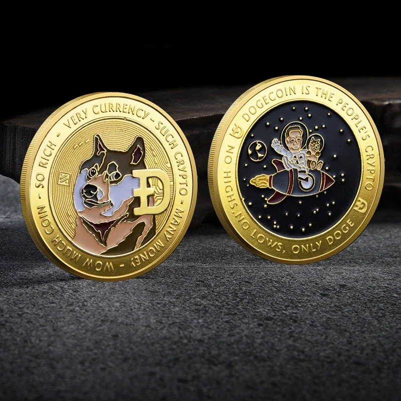 Криптовалюта Dogecoin Musk и Doge To The Moon Коллекционная монета Физическая криптовалюта Позолоченный памятный подарок