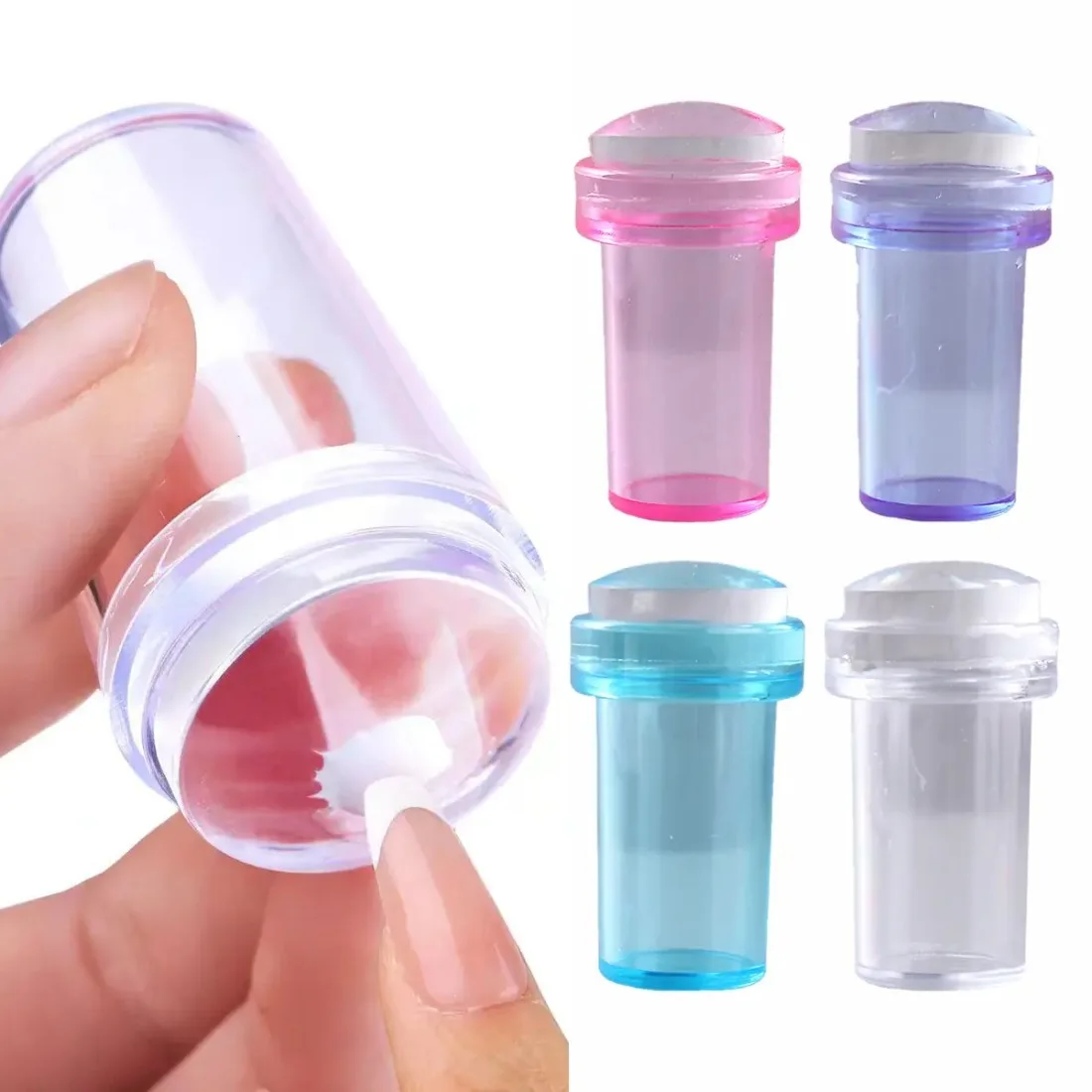 French Manicure Transfer Tool Set with Stamp and Scraper, Easy Odorless Nail Stamping Kit for Fingernails