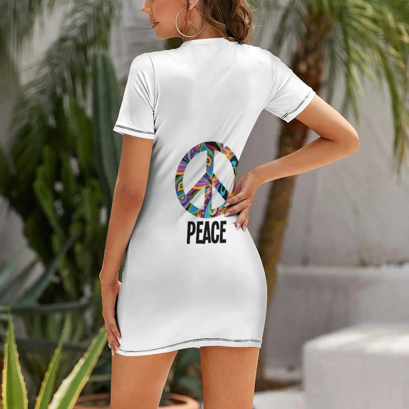 Peace sign design Short Sleeved Dress Woman dresses elegant women's dresses for wedding summer woman dress 2024