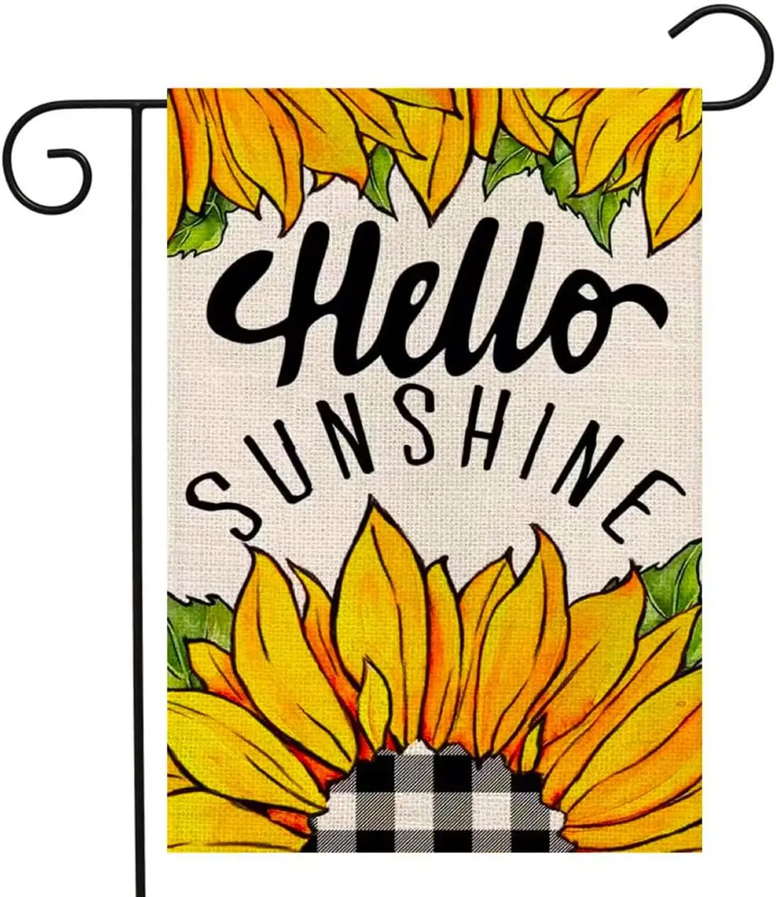 Summer Fall Garden Flag Double Side 12 * 18 Inch, Hello Sunshine Sunflower Flags Fine Print Durable Washable, Autumn Outdoor Dec