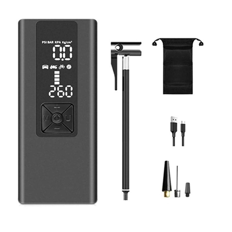 

Автомобильный беспроводной портативный многофункциональный автомобильный воздушный насос с ЖК-дисплеем, умная зарядка, беспроводной воздушный насос 6000 мАч