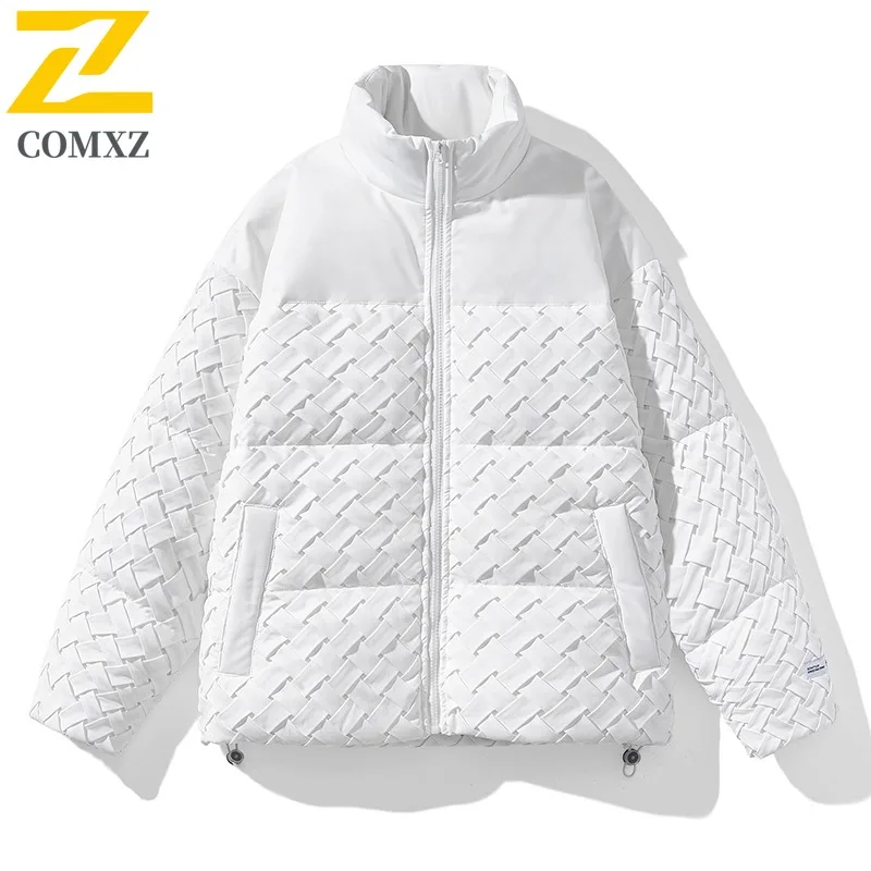 

COMXZ Men Parker Coat Warm Lightweight Ski Street Stand Collar Classic Travel Cotton-Padded Jacket Windproof Snow Puffer Jacket