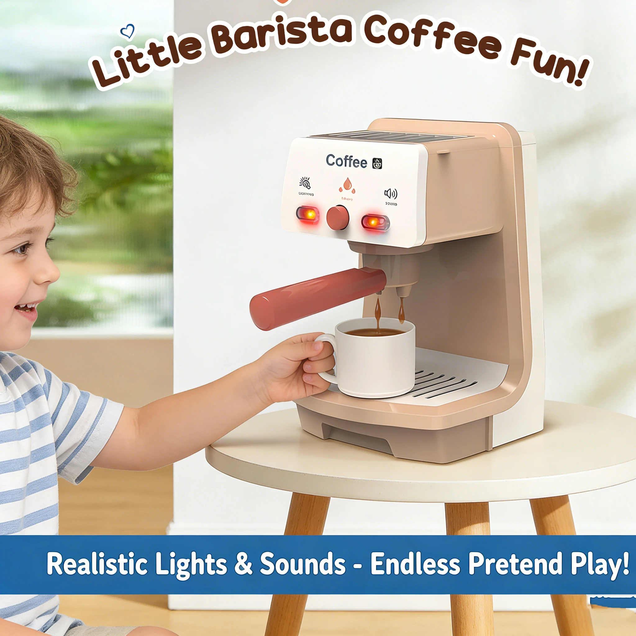 

Детская имитационная кофемашина для игр, игрушка для ролевых игр в кухню, кофеварка для девочек со световыми и звуковыми эффектами