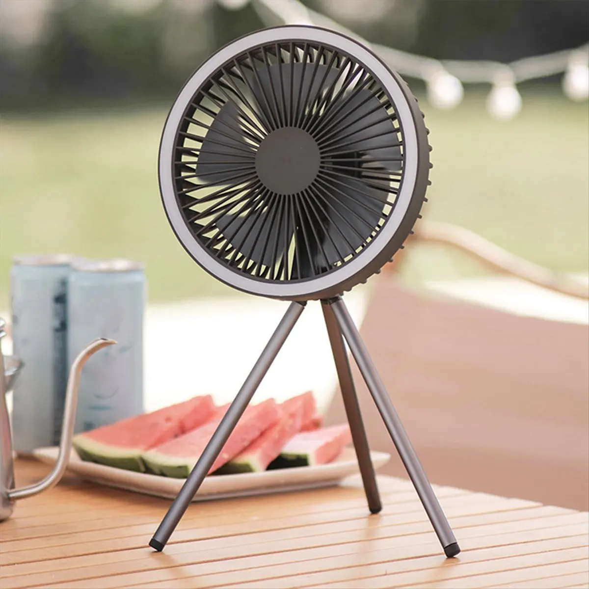 

HGHO Camping Fan with Portable 3-In-1 LED Light USB Rechargeable Hanging and Standing Large Wind Power