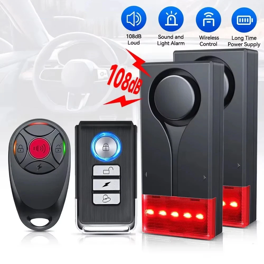 

Car Alarm Anti-Theft Bike Motorcycle Wireless Vibration Alarm 108dB Door and Window Alarm Security System