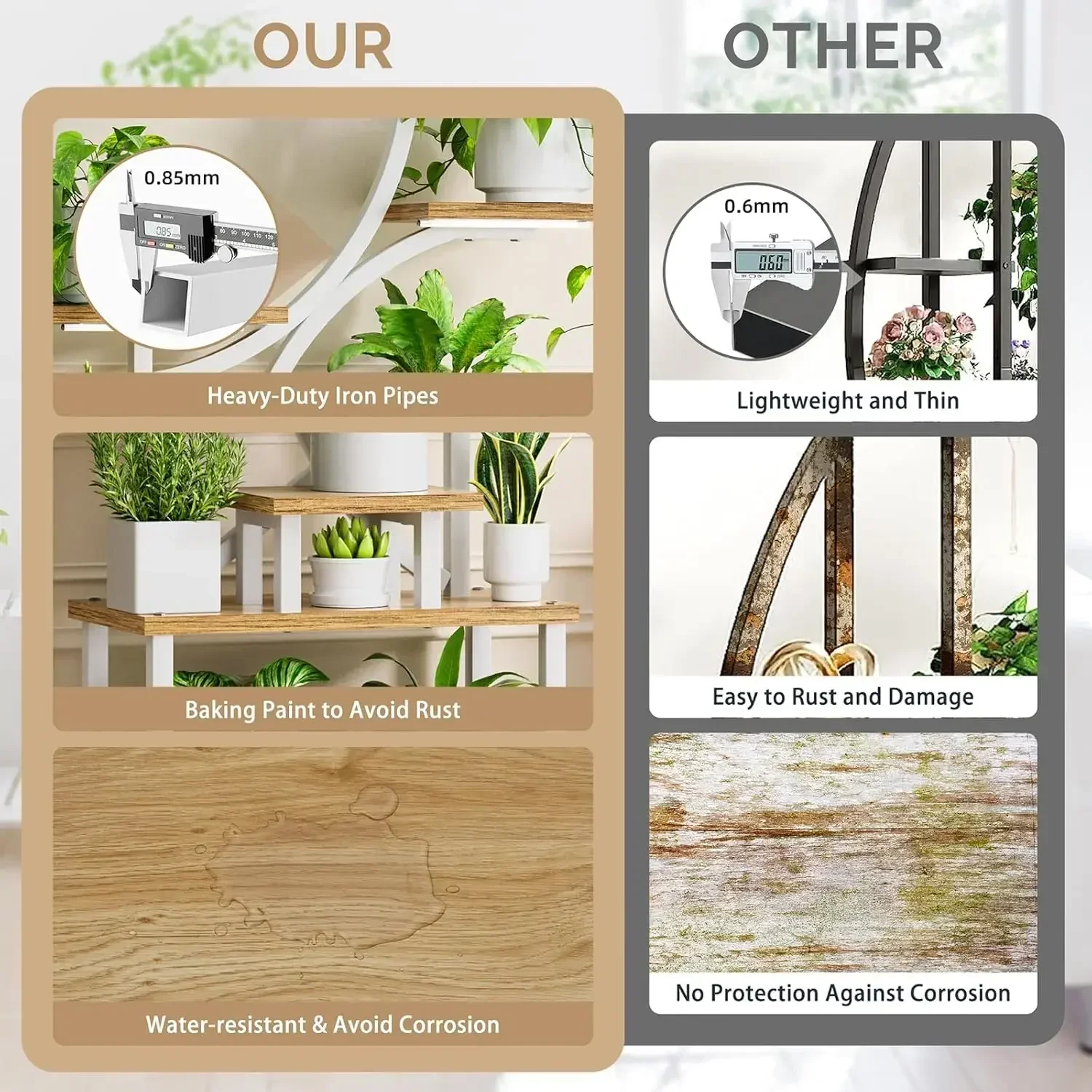 

XMSJ-Sale 8-Tiered Plant Stand With Grow Lights - 62" Tall Indoor Shelf for Multiple Plants, Metal S-Shaped Flower Holder Rack f