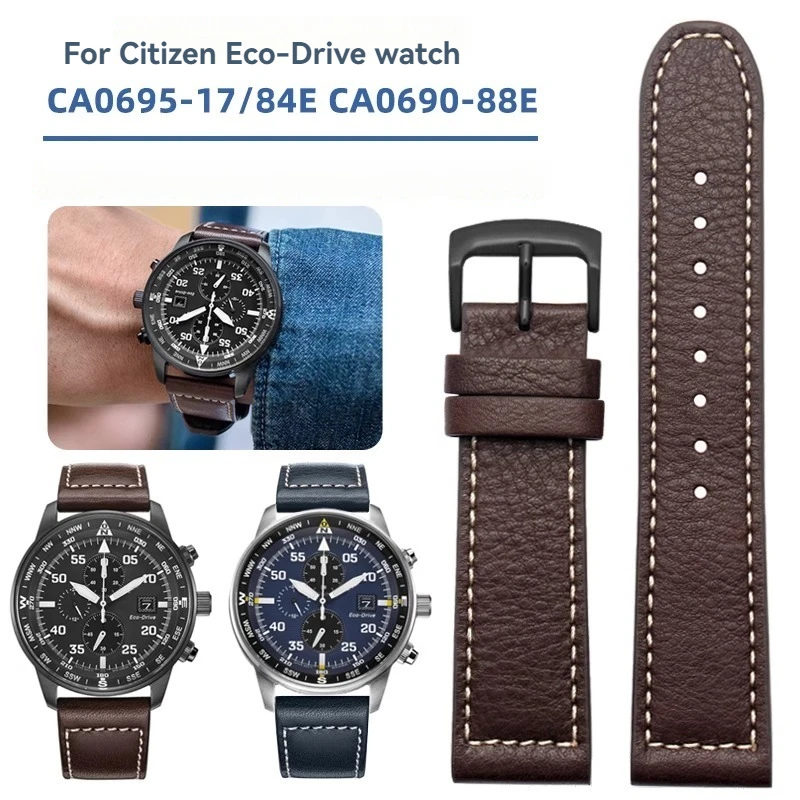 

Для Citizen Light Kinetic CA0695 CA0695-17/84E CA0690 CA0690-88E мужской кожаный ремешок для часов ремешок для часов 22 мм черный коричневый синий