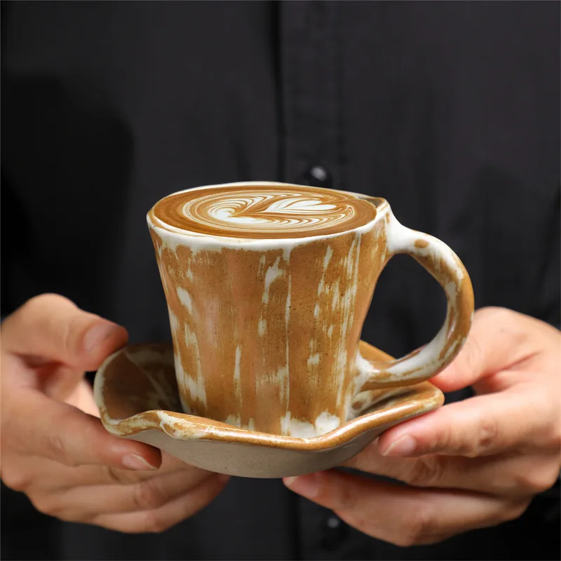 

Бытовая керамическая чашка и набор посуды в японском стиле, грубая керамика, чашка для эспрессо, послеобеденный чай, кофейные кружки