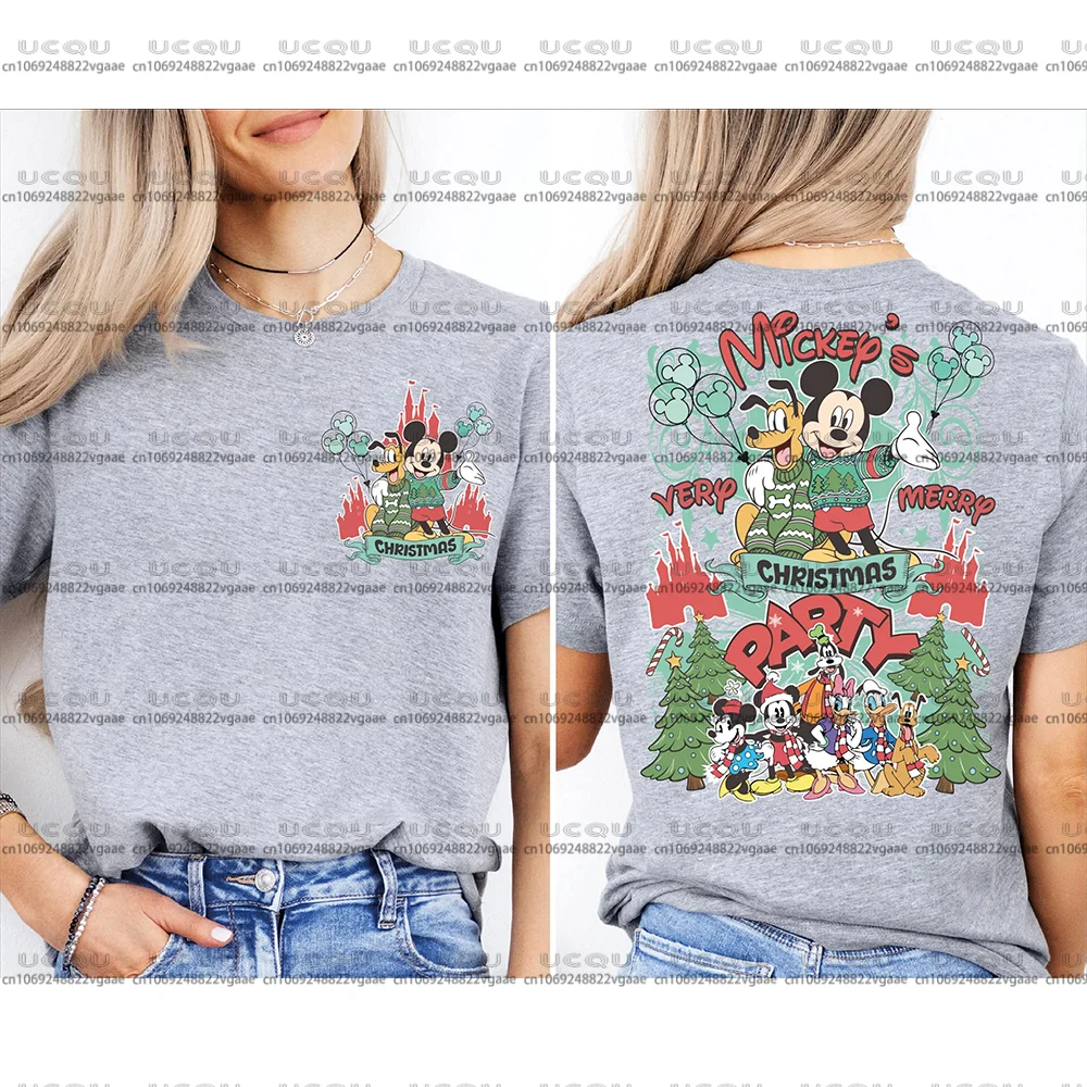 Disney Mickey Friends Xmas Girl Lovers T Shirt Felpa per le vacanze Regalo Y2k Top in cotone Disneyland Christmas Family Party Trip Tee
