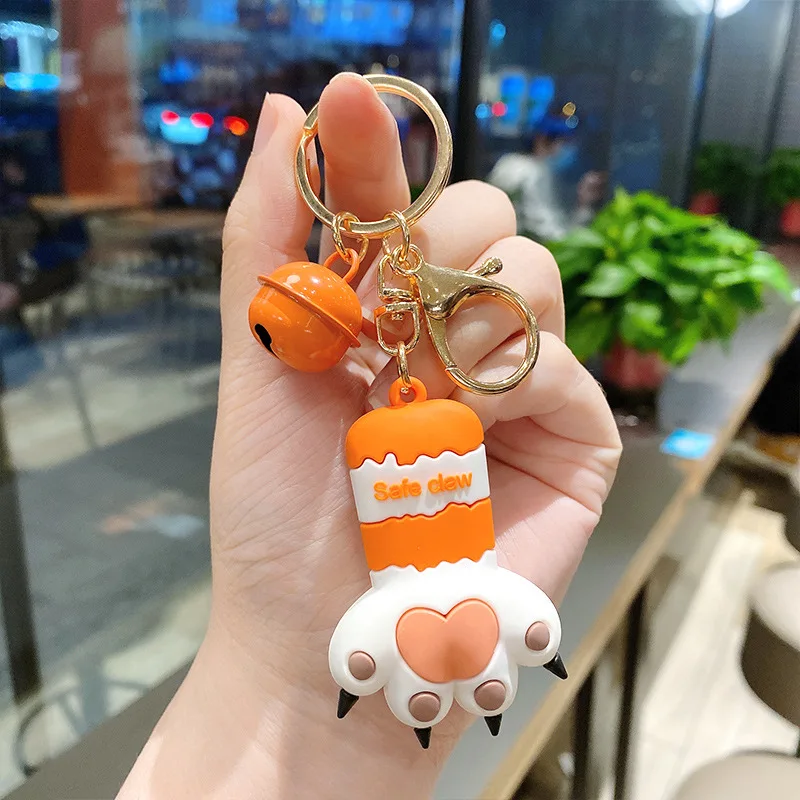 Cat's Paw Three-Dimensional Cartoon Cute Heart Pendant Silicone Key Chain Ornament Deserve Act The Role Of Young Girl Heart Car