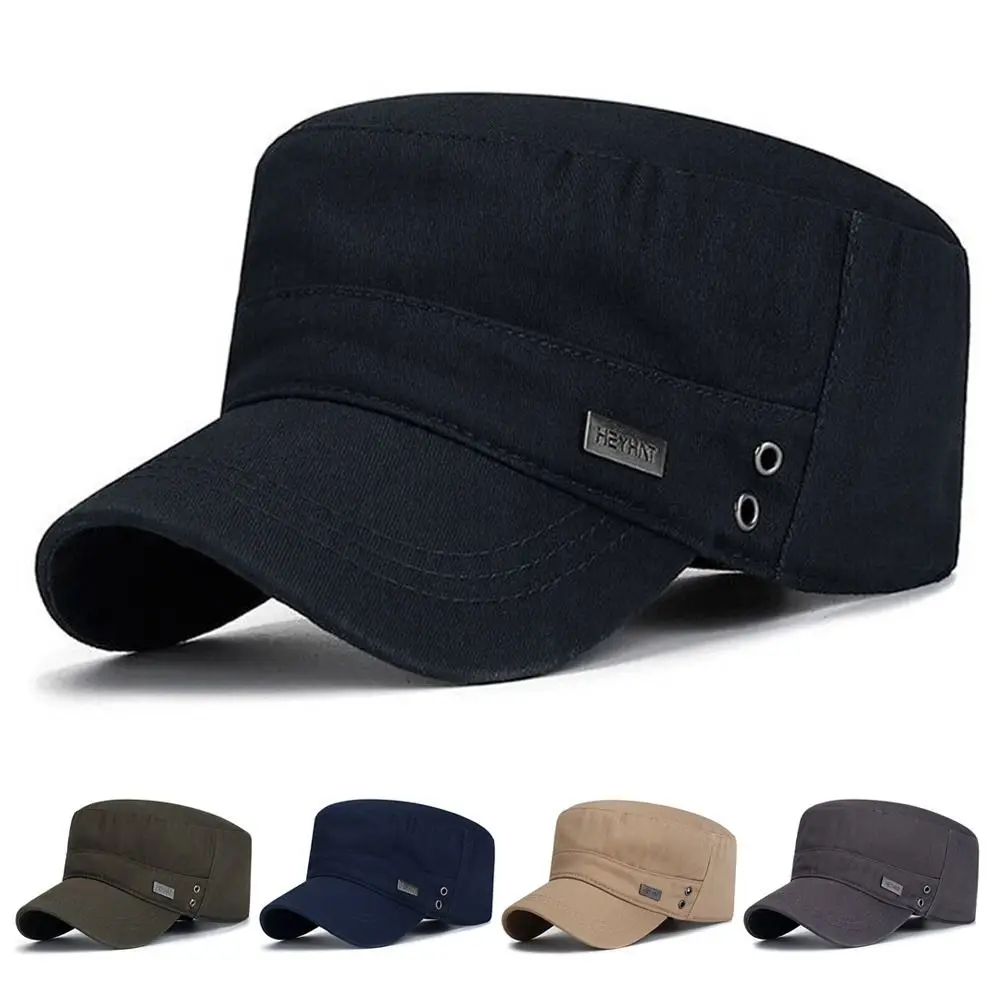 Men Unisex  Hat Baseball Cap Cotton Cadet Hat   Breathable Combat Fishing Flat Adjustable Cap