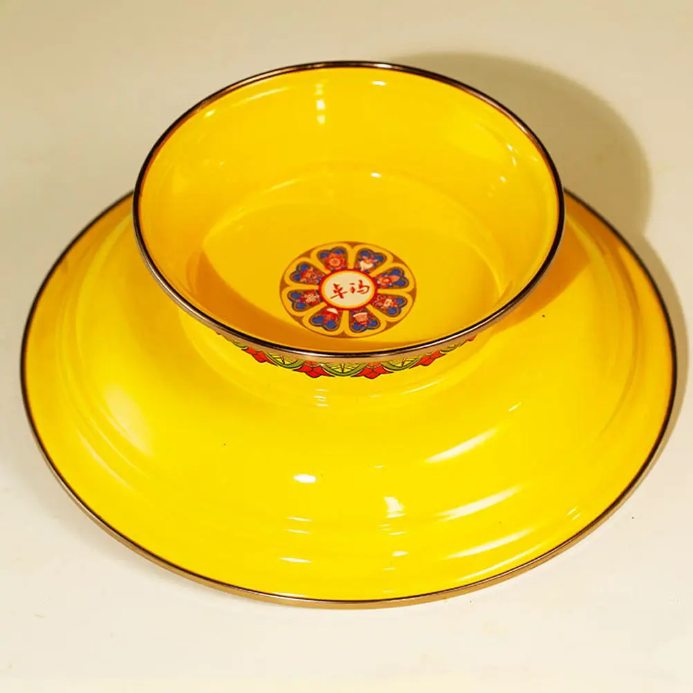 

Enamel Offering Plate Decorative Fruit Tray Worship Ritual Dish Religious Tribute Holder Smooth Surface