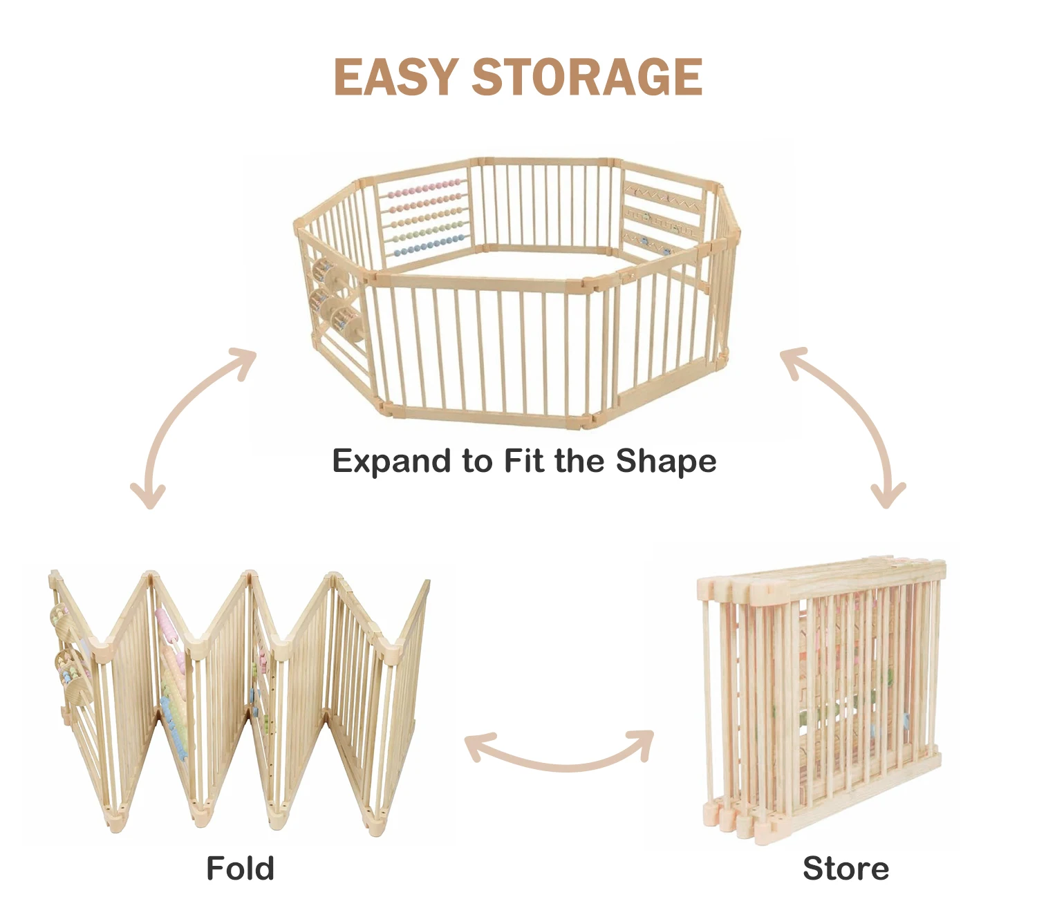 *Hot Sale Modern Kids Learning Playpen Natural Wood Baby Gate Foldable with Chalkboard for Bedroom Safety - view 6