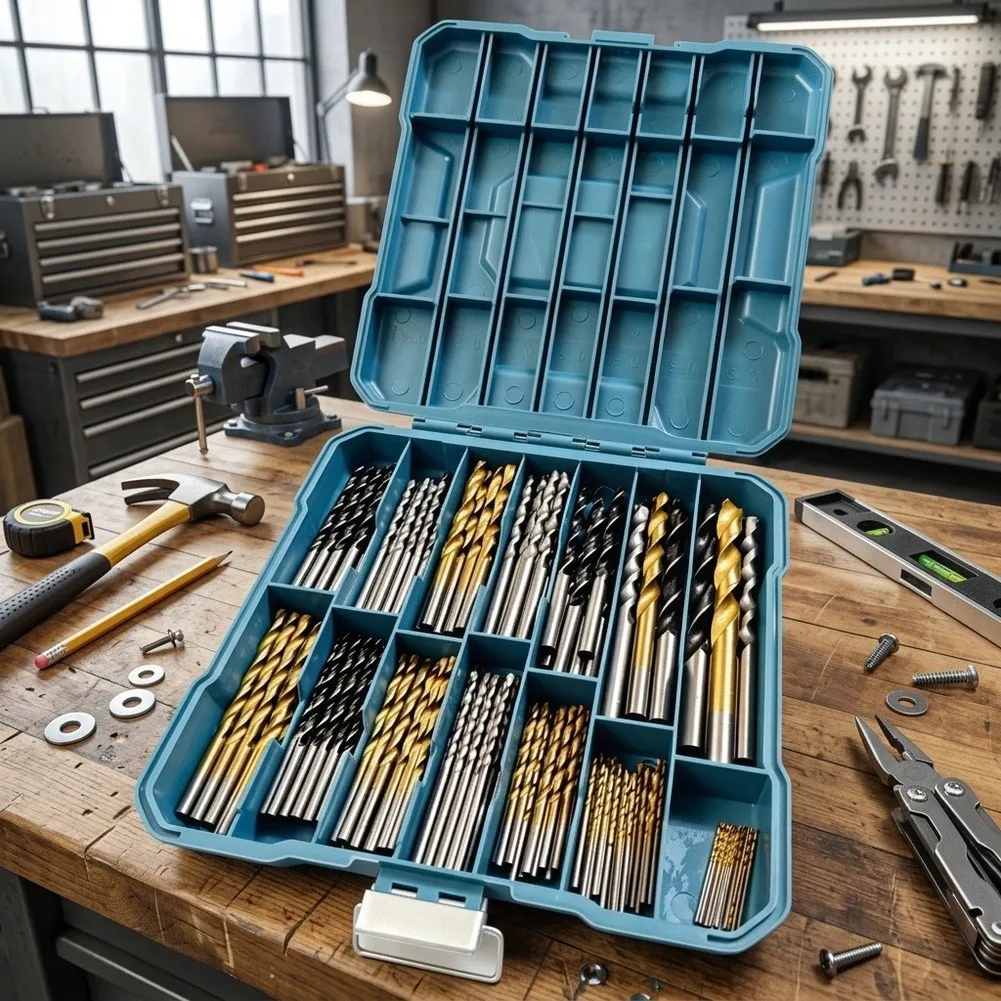 130PC For Alloy Steel Drill Bit Set for Wood Metal and General Purpose Drilling Residential and Industrial Use