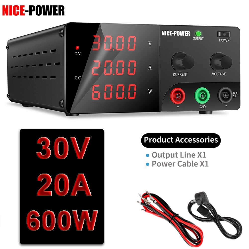 KUAIQU Instelbare Schakelende DC Voeding 30V 10A 6A Laboratoriumvoeding 60V 5A 120V 3A Uitgangsvoorinstelling Stroom 20A 30A 60A
