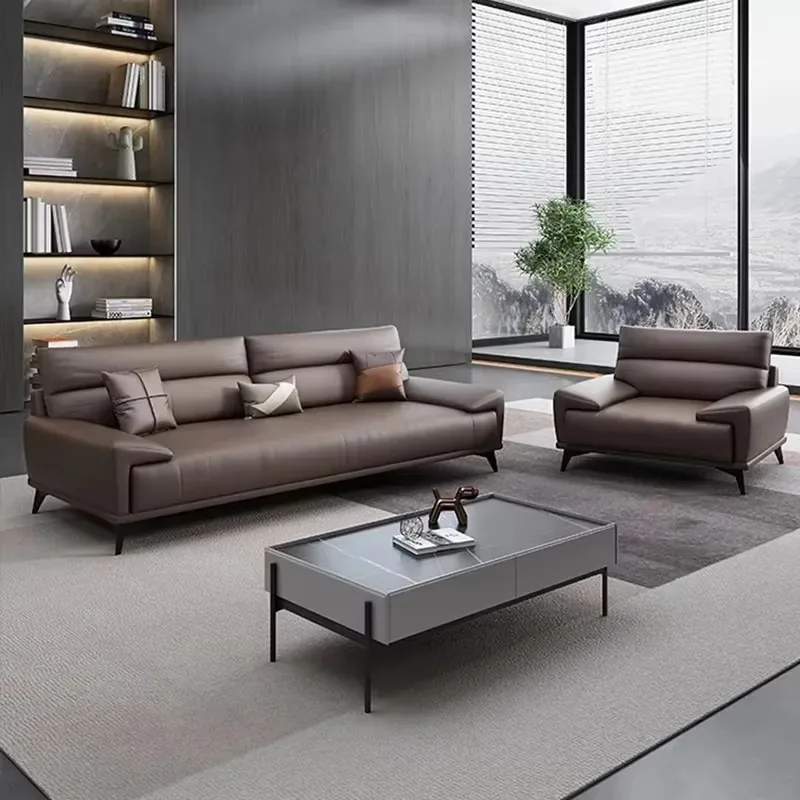 Hot Sale Modern Design Living Room & Home Office 3 Seat Leather Sofa Set Leather Office Furniture أثاث مكتبات Couch