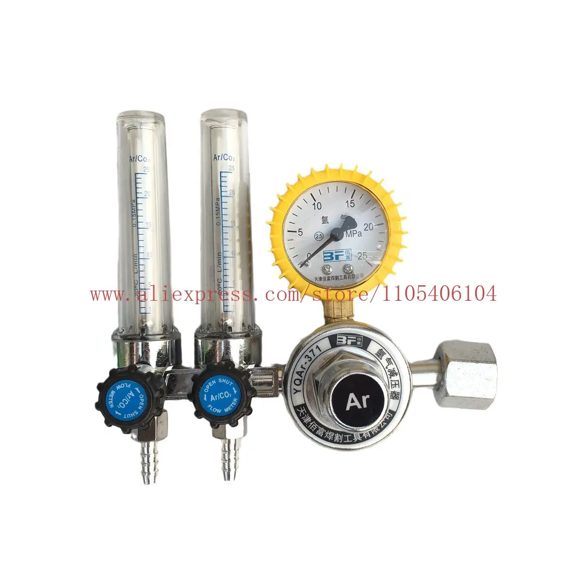 Double tube argon meter double head argon pressure reducing valve, double flowmeter argon arc welding gas meter pressure reducer