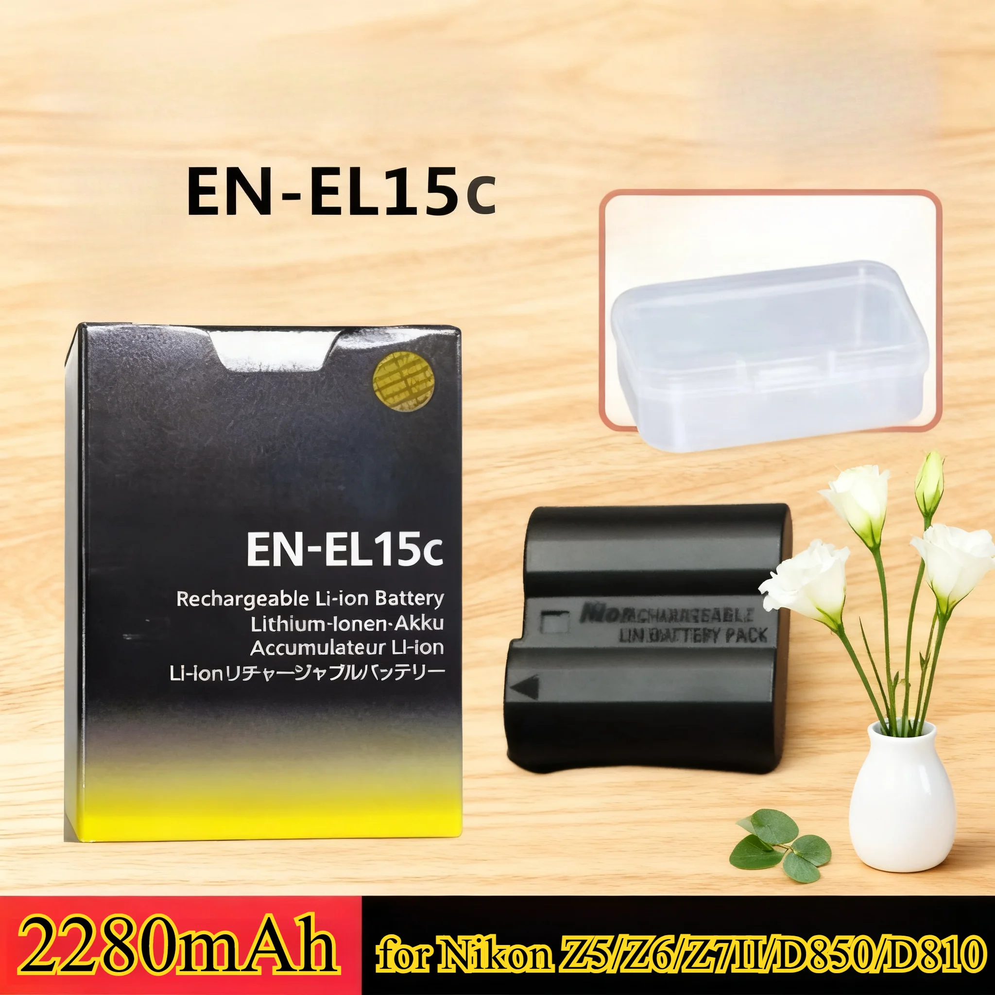 

2280mAh EN-EL15c Replacement Battery for Nikon Z5/Z6/Z7II/D850/D810/D780/D610/D750/D800 - High Capacity Li-ion Power Pack