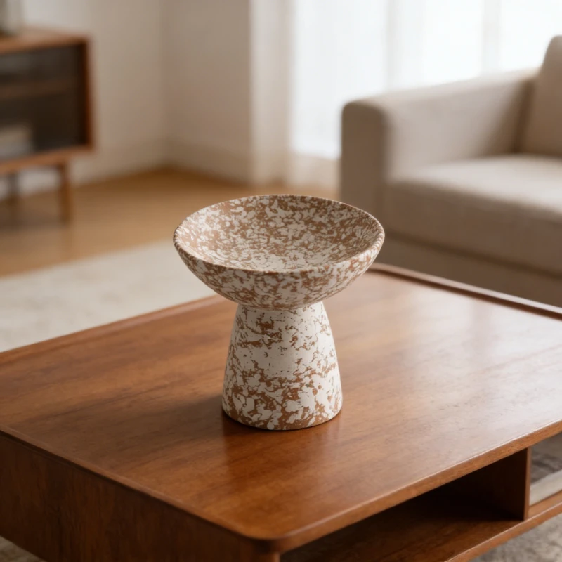 

New Creativity Retro Minimalist Style White Ink Splash Tall Foot Tray Hotel B&B Creative Multifunctional Art Decoration Ornament