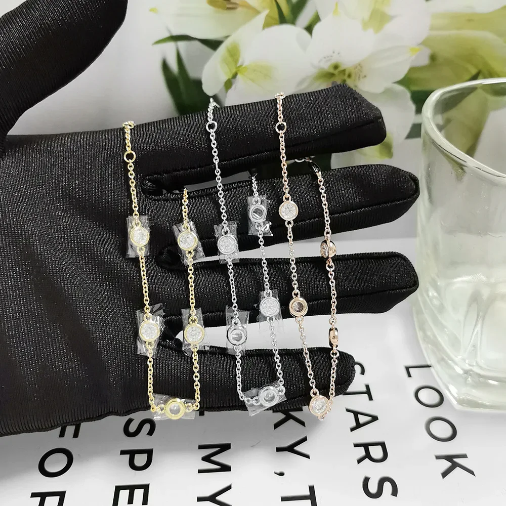 

Pure silver S925 starry sky bracelet 18K gold minimalist OL style sparkling zircon small fresh