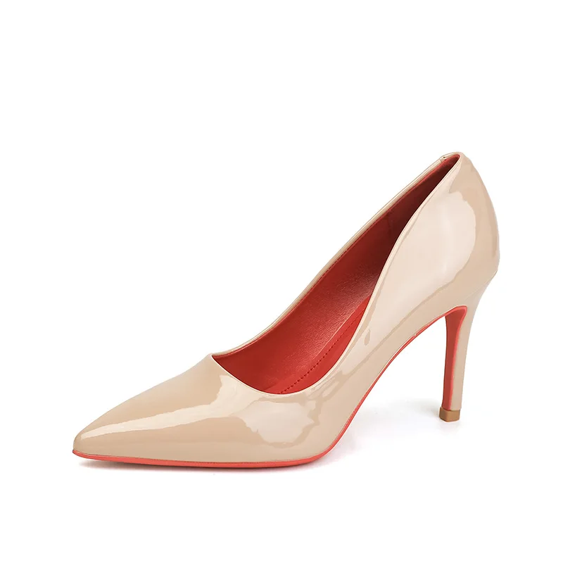 

Women's Red Shiny Bottom High Heels Brand High Heels 12 cm Sexy Matte Party Pointed Wedding Shoes Shallow Mouth Single Shoes