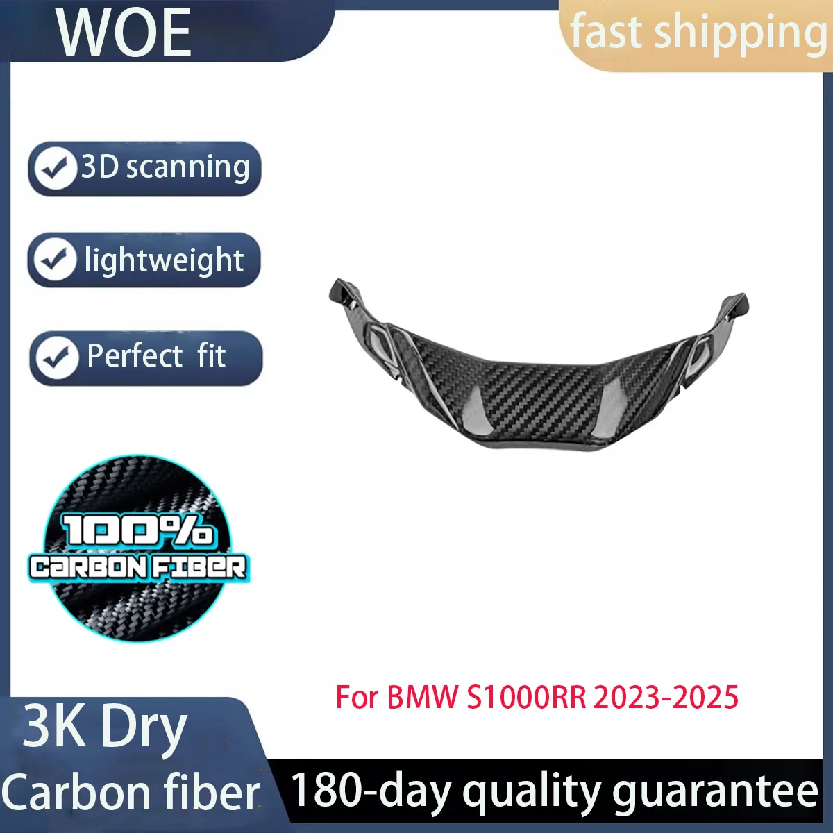 

3K 100% Dry Carbon Fiber Anterior Lip Headlight Lower Diversion Motorcycle Accessory for S1000RR 2023 2024 2025