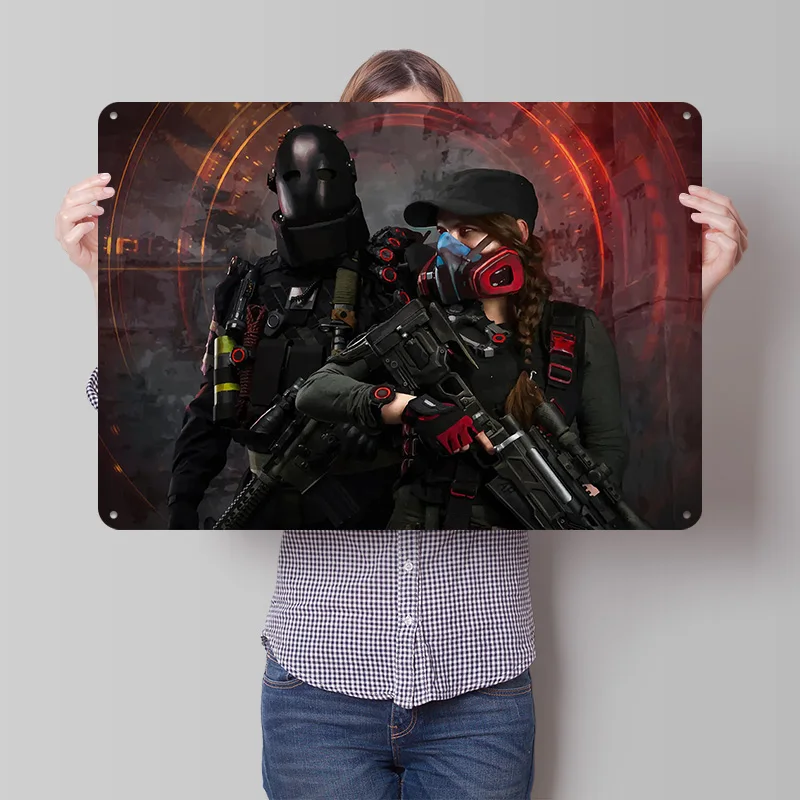 the Division 2 3D Printed Texture Poster Personalized Wall Art Retro Metal Tin Signs for Room Decor Article Decoration Gaming