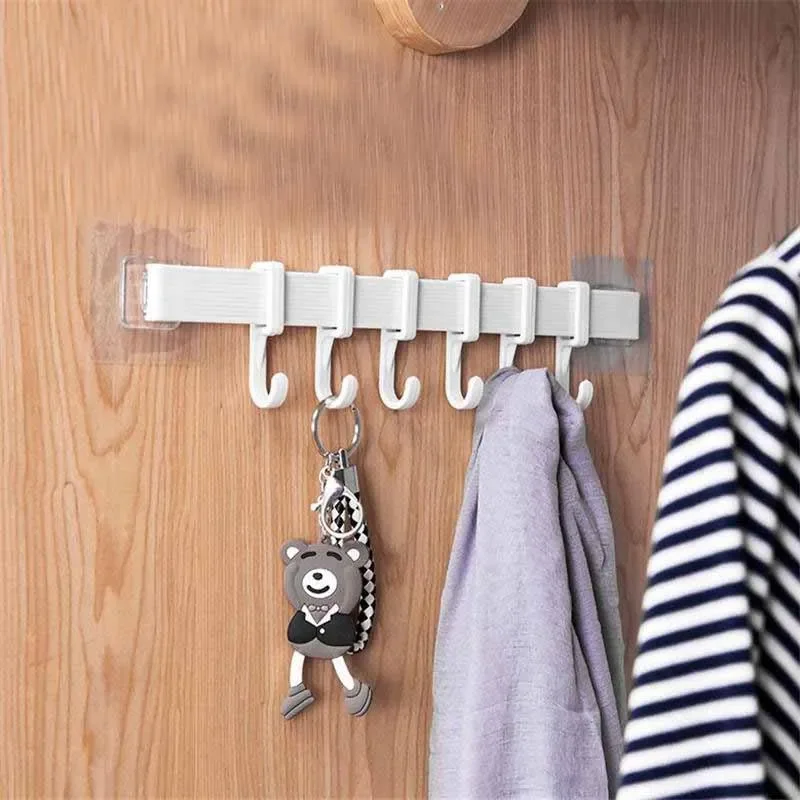 Kitchen Hook Rack No Punching Hanging Rod Rack Strong Adhesive Toilet Wall Clothes Hook Towel Accessories 3 Styles