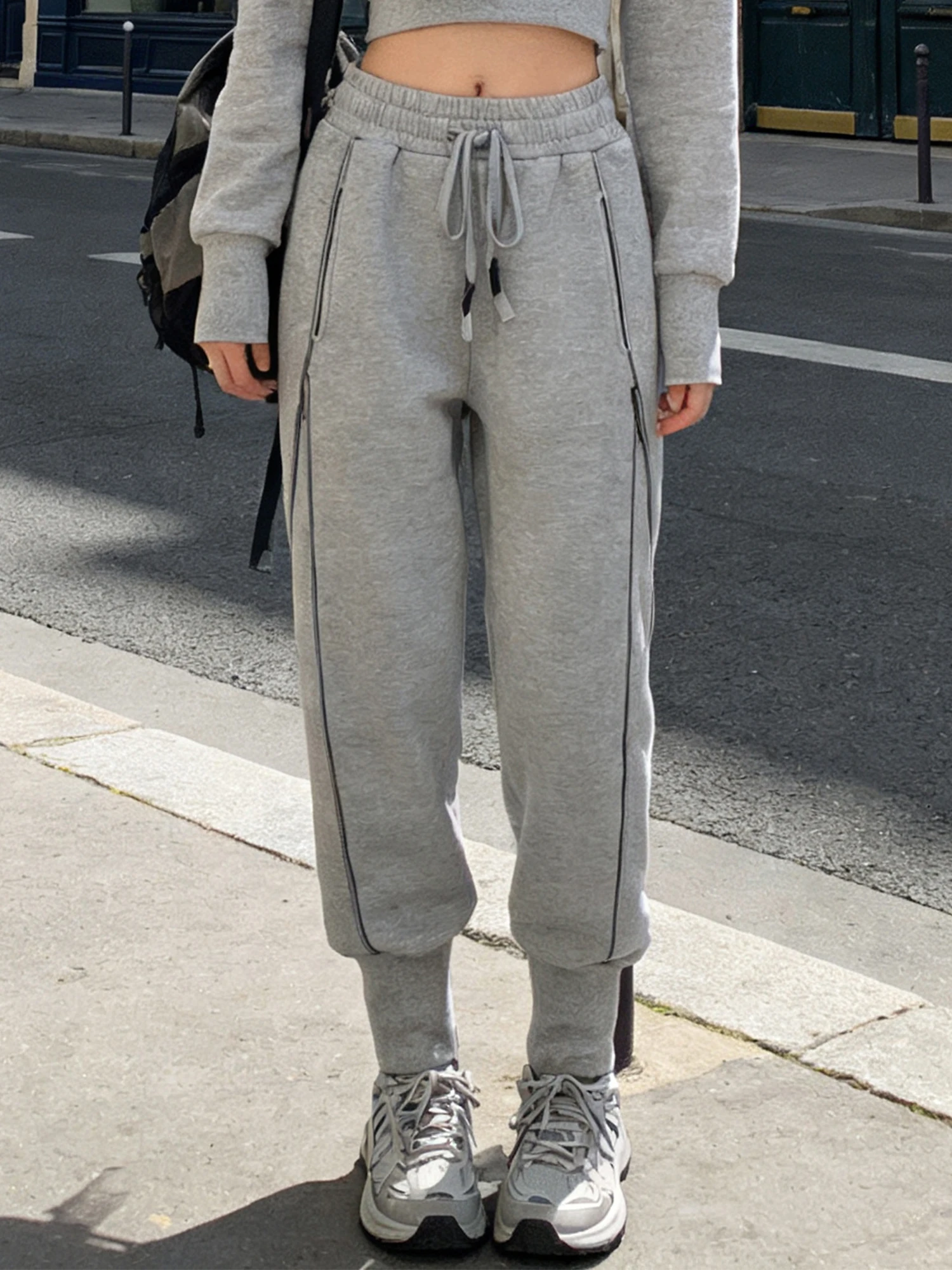 

Ay Fce Lined Thiened Спортивные спортивные штаны с манжетами Женские зимние новые повседневные свободные утягивающие универсальные длинные брюки небольшого размера