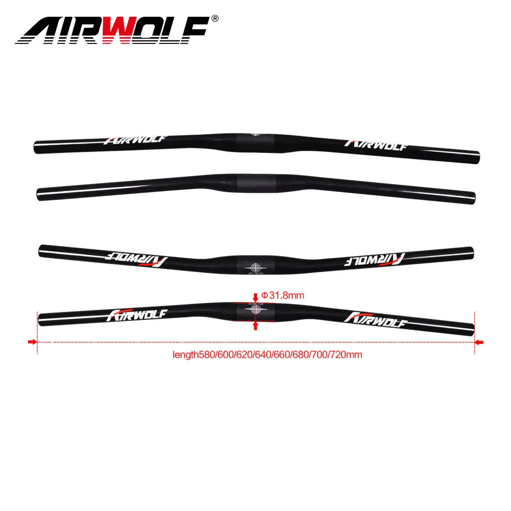 NEW Carbon Handlebar Mtb Bicycle Flat Handlebar Riser Bar 580 600 620 640 660 680 700 720 mm 3K Mountain Bike Handlebars 31.8mm